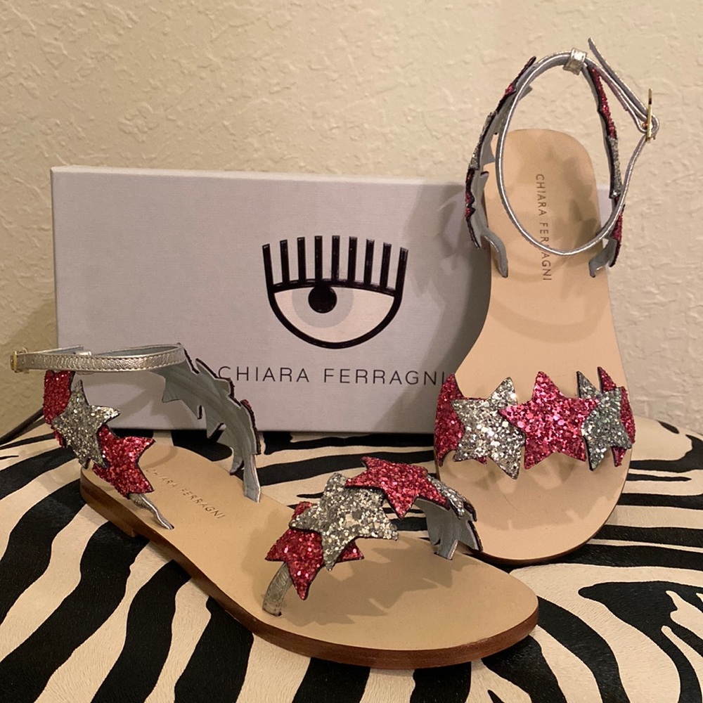 Chiara Ferragni Glitter Star Sandals